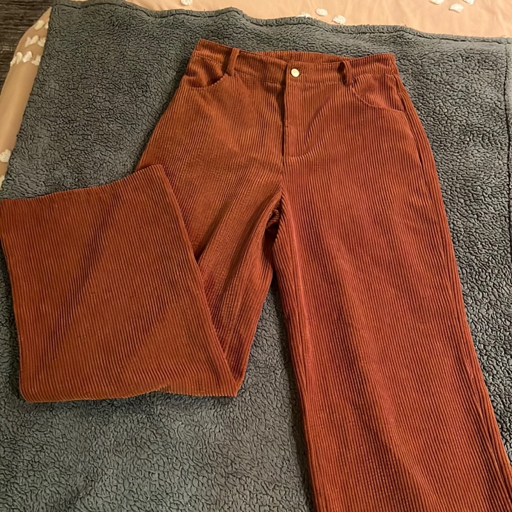 Burnt orange wide legged corduroy pants